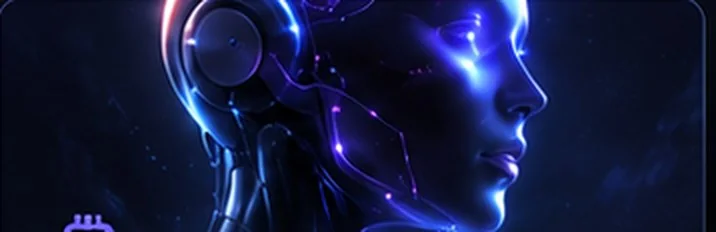 Visage d'intelligence artificielle lumineux